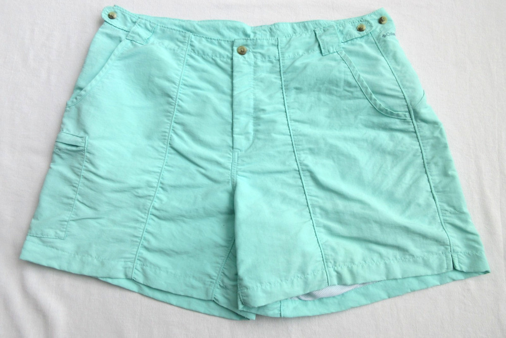 COLUMBIA PFG Womens Large OmniShade Performance Fishing Gear Mint Green Shorts